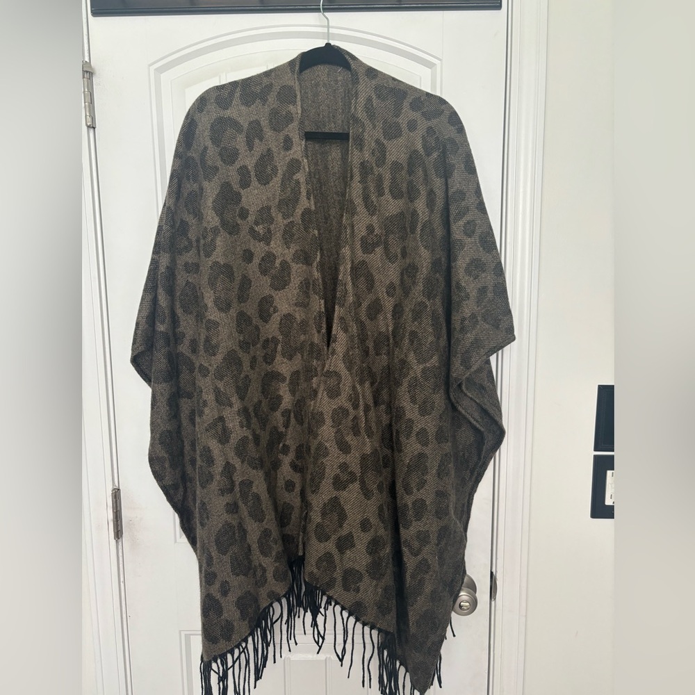 Leopard sweater poncho style sweater